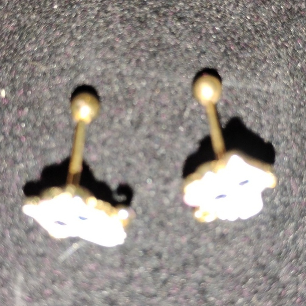 Cute Cat Earrings with Pink and Blue Accents - Picture 2 of 3